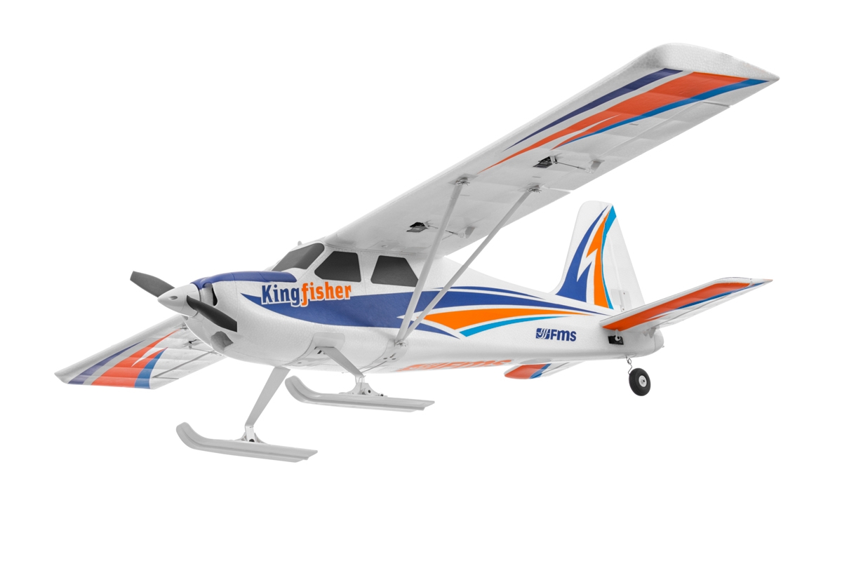 RC model letadla Kingfisher 1400mm ARF s koly, plováky a lyžemi. Dále obsahuje motor, regl. a serva.