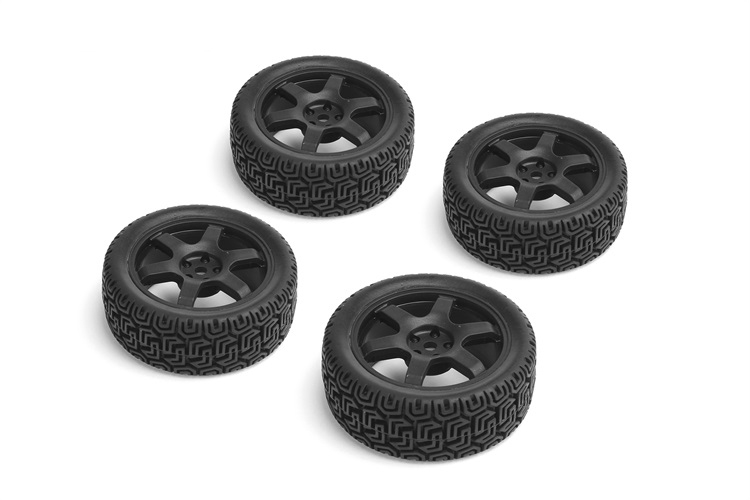 CARTEN nalepené Rally gumy 26mm na černých 6 papr. diskách, 0mm OFFset, 4 ks. | pkmodelar.cz