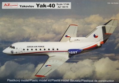 Plastikový model letadla AZ-Model 14415 Jakovlev Jak-40 Military 1:144