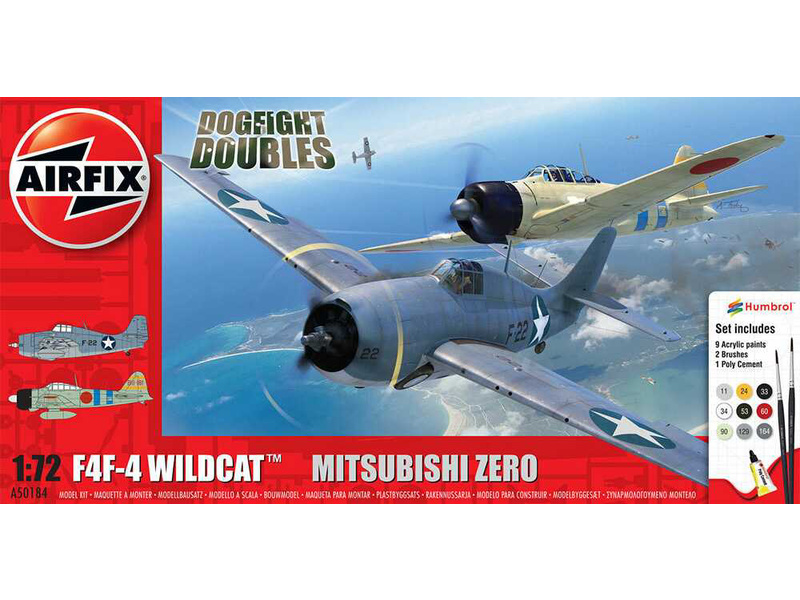 Plastikový model letadla Airfix A50184 F-4F4 Wildcat, Mitsubishi Zero (1:72) (Giftset)
