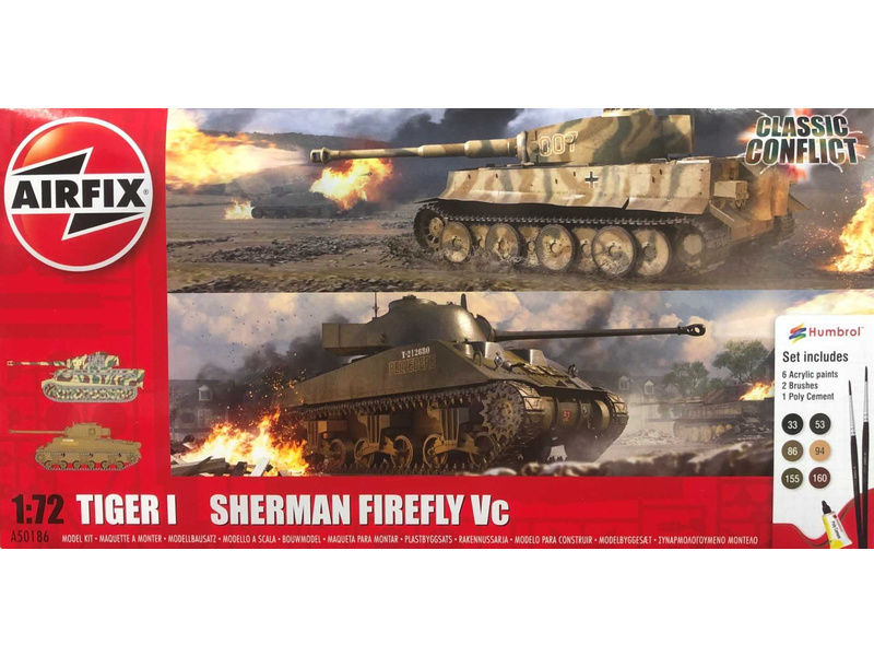 Plastikový model tanku Airfix A50186 Tiger I, Sherman Firefly Vc (1:72) (Giftset)