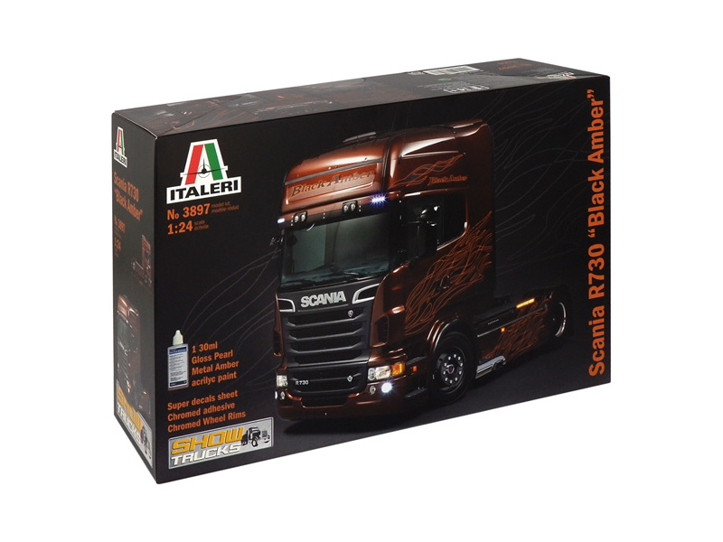 Plastikový model trucku Italeri 3897 Scania R730 ''Black Amber'' (1:24)