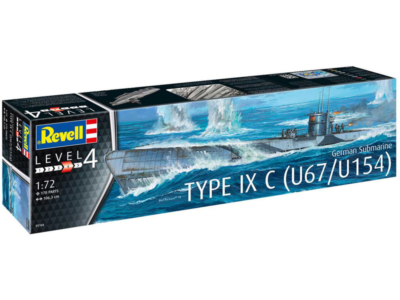 Plastikový model ponorky Revell 05166 ponorka Type IXC U67/U154 (1:72)