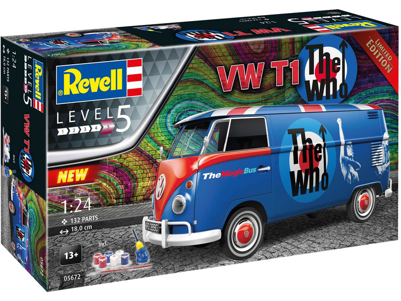 Plastikový model auta Revell 05672 Volkswagen T1 The Who (1:24) (giftset)