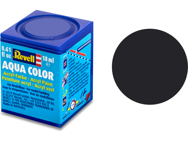 Barva Revell akrylová - 36106: matná dehtově černá (tar mat) č.6 | pkmodelar.cz
