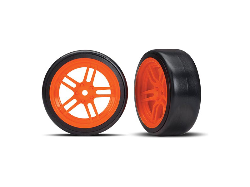 Traxxas kolo 1.9", disk split-spoke oranžový, pneu Drift (2) (přední)