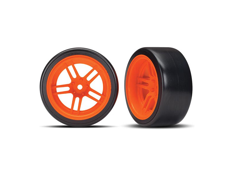 Traxxas kolo 1.9", disk split-spoke oranžový, pneu Drift (2) (zadní) | pkmodelar.cz