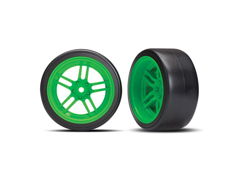 Traxxas kolo 1.9", disk split-spoke zelený, pneu Drift (2) (zadní) | pkmodelar.cz