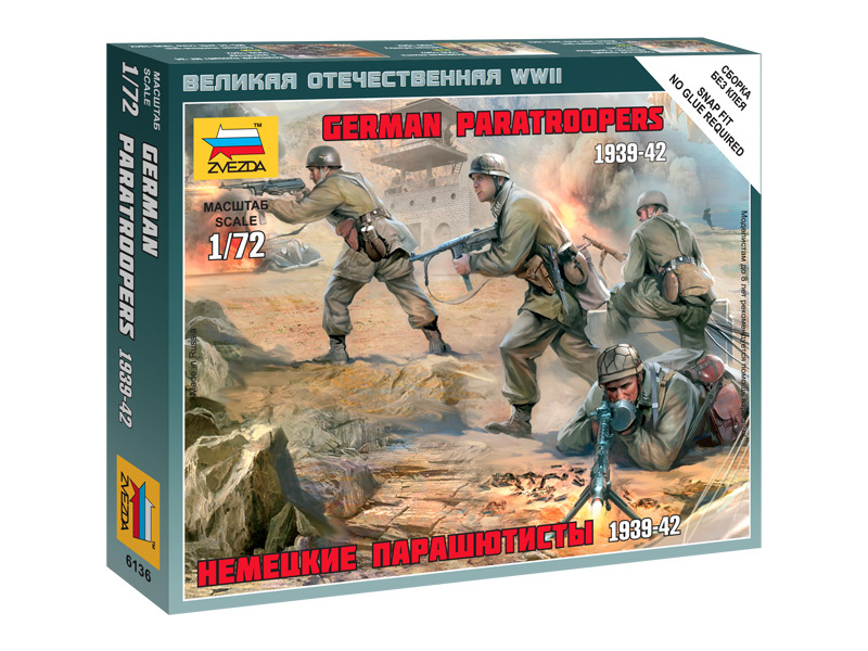Plastikový model vojáků Zvezda 6136 figurky - němečtí výsadkáři (1:72)