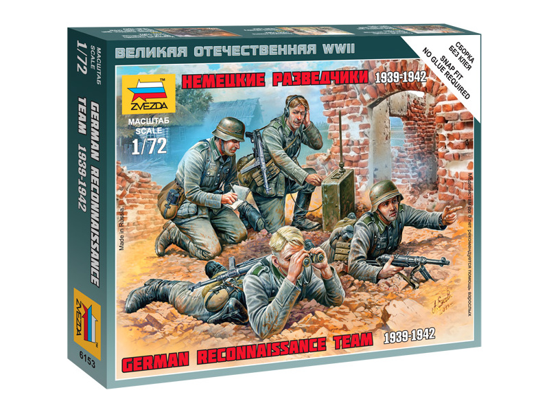 Plastikový model vojáků Zvezda 6153 figurky - německý průzkumný tým (1:72)