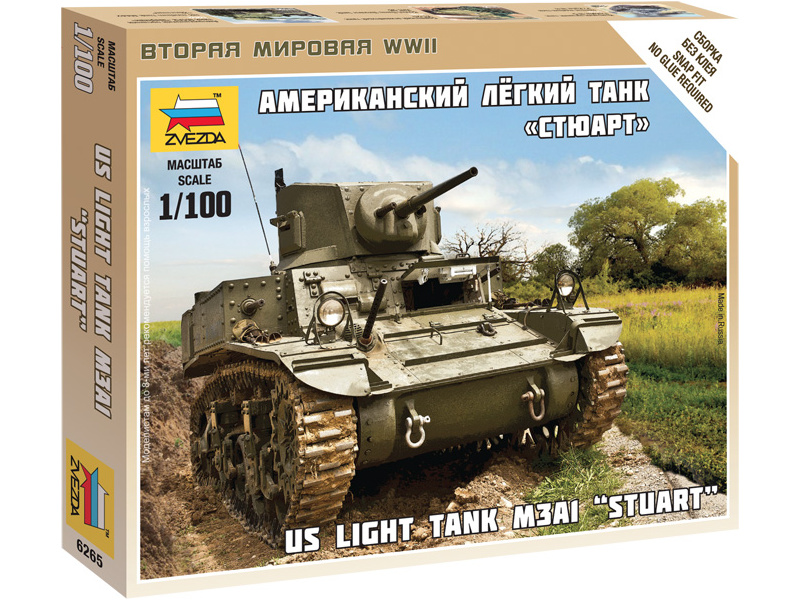 Plastikový model tanku Zvezda 6265 Easy Kit M3 Stuart (1:100) | pkmodelar.cz