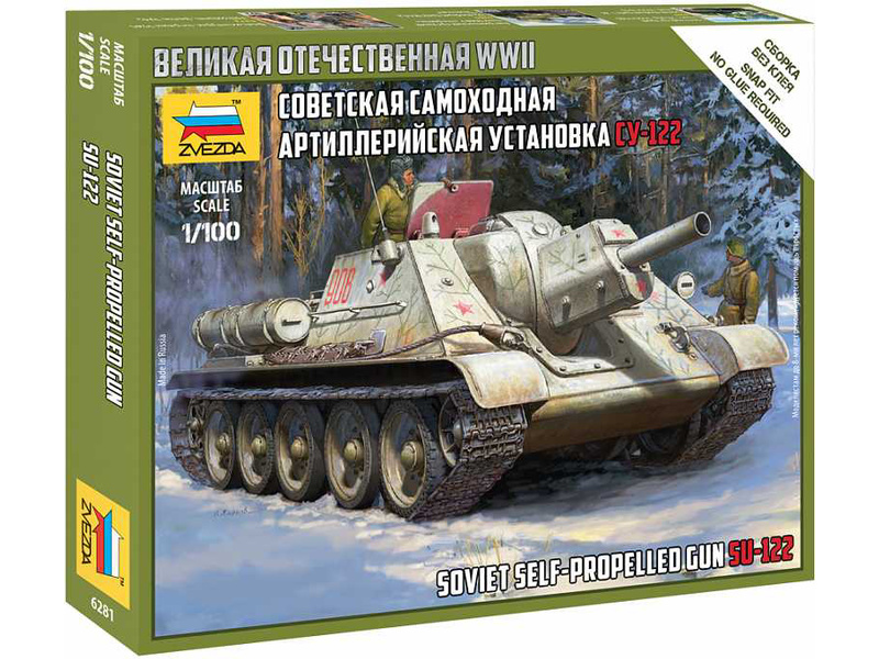 Plastikový model tanku Zvezda 6281 Snap Kit SU-122 (1:100)