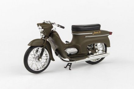 Model motocyklu Jawa 50 Pionýr typ 20 (1967) 1:18 - Zelená Vojenská