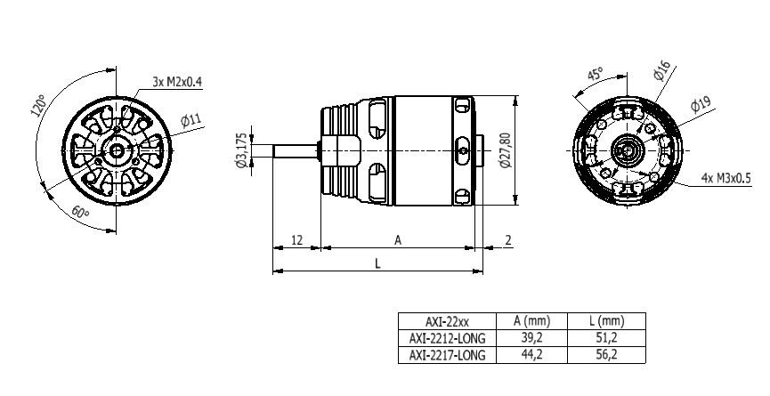 AXI 2217/12 V2 LONG střídavý motor | pkmodelar.cz