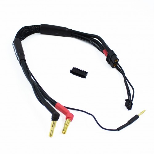 2S černý nabíjecí kabel G4/G5 v černé ochranné punčoše - dlouhý 300mm - (XT60, 3-pin XH)