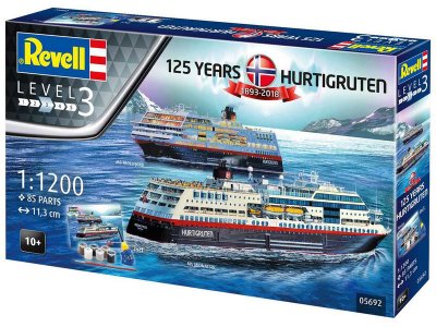 Plastikový model lodě Revell 05692 125 Years Hurtigruten 1893-2018 (1:1200) (giftset) | pkmodelar.cz