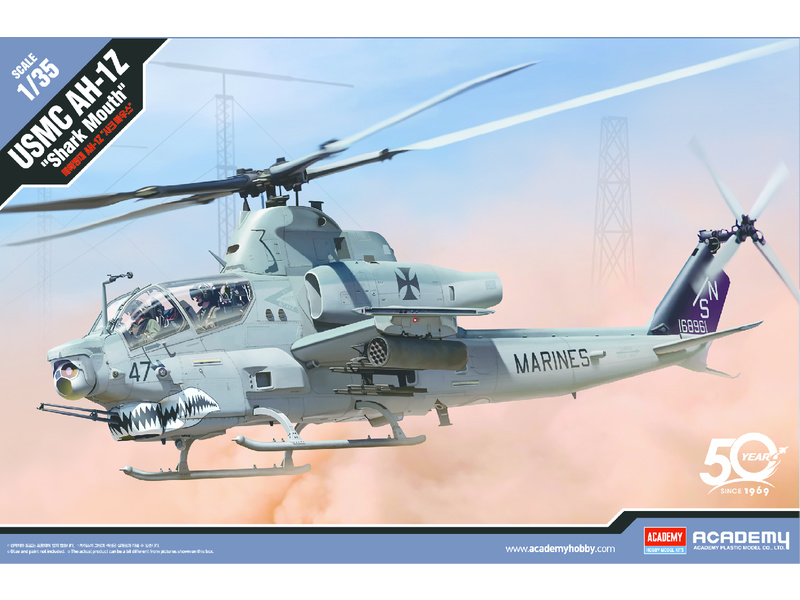 Plastikový model vrtulníku Academy 12127 USMC AH-1Z "Shark Mouth" 1:35
