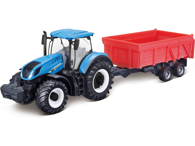 Kovový model traktoru Bburago New Holland T7.315 s vlečkou 1:43