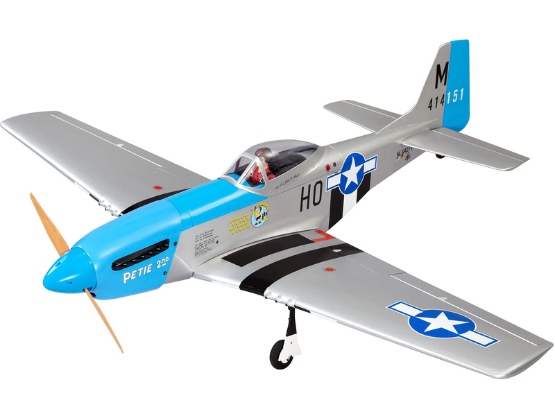 P-51D Mustang 20cc 1.7m ARF modrý | pkmodelar.cz