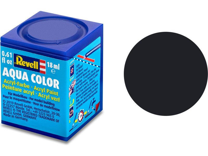 Barva Revell akrylová - 36108: matná černá (black mat) č.8 | pkmodelar.cz