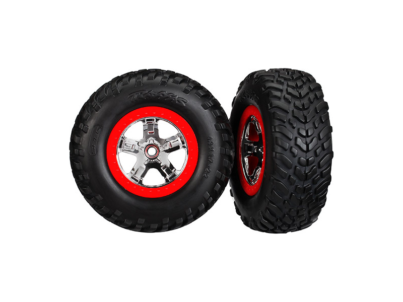 Traxxas kolo 2.2/3.0", disk SCT stříbrný-červený, pneu SCT (2) (2WD přední)
