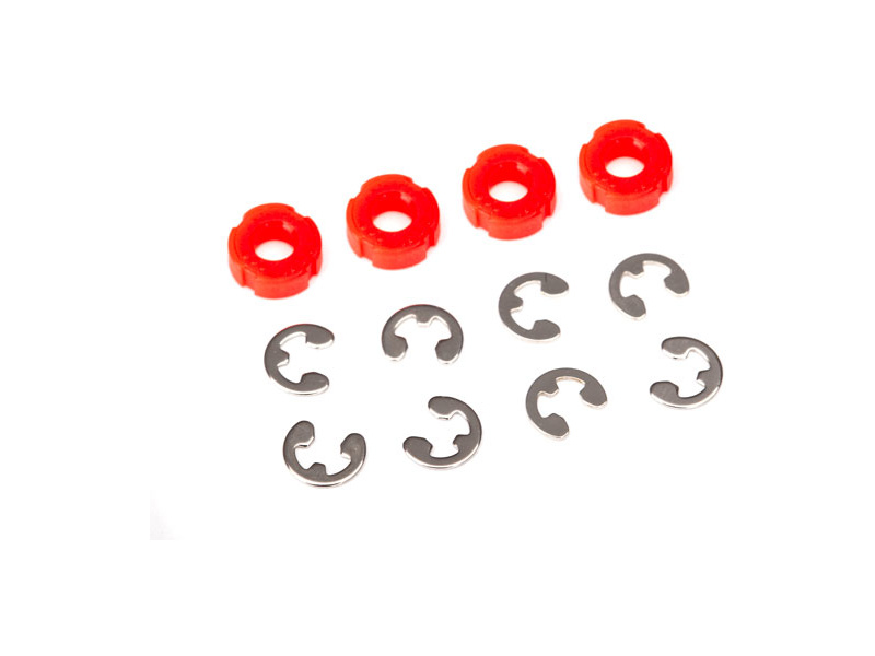 Traxxas Piston, damper (red) (4)/ e-clips (8)