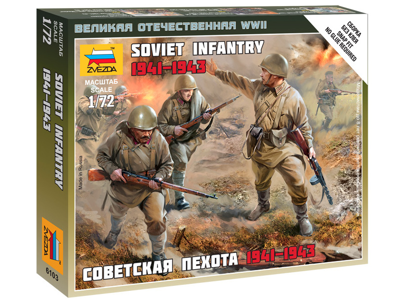 Plastikový model vojáků Zvezda 6103 figurky - sovětská pěchota 1941 (1:72)