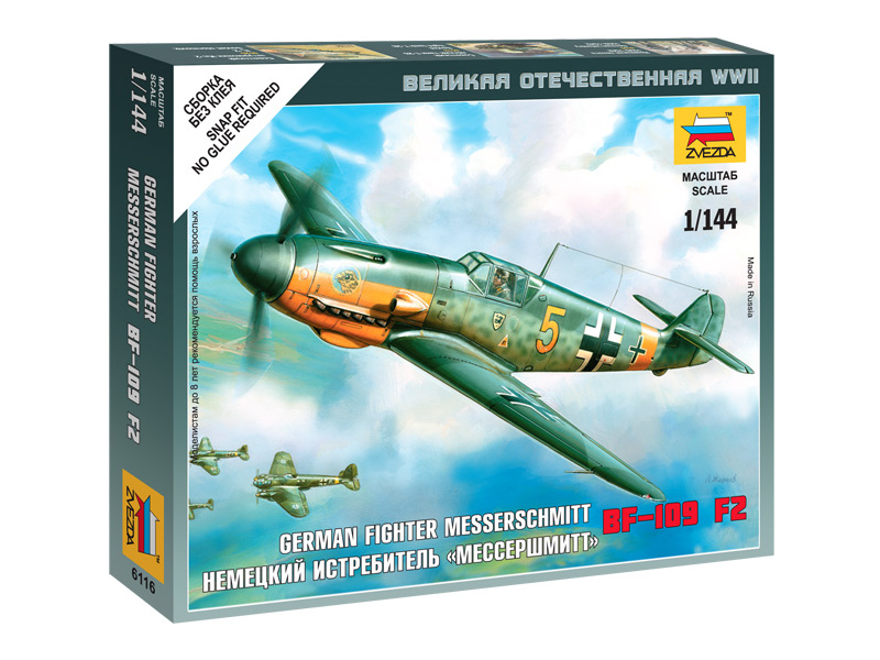 Plastikový model letadla Zvezda 6116 Snap Kit - Messerschmitt Bf-109F-2 (1:144) | pkmodelar.cz